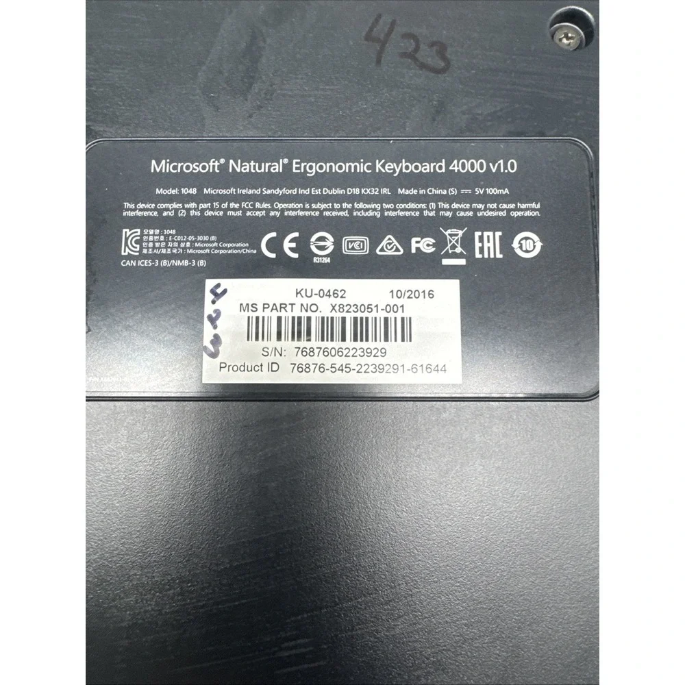 Microsoft Keyboard 4000 v1.0 Natural Ergonomic USB Wired KU-0462 Tested